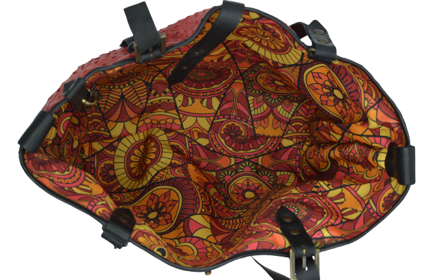 Red Ostrich Leather Bag